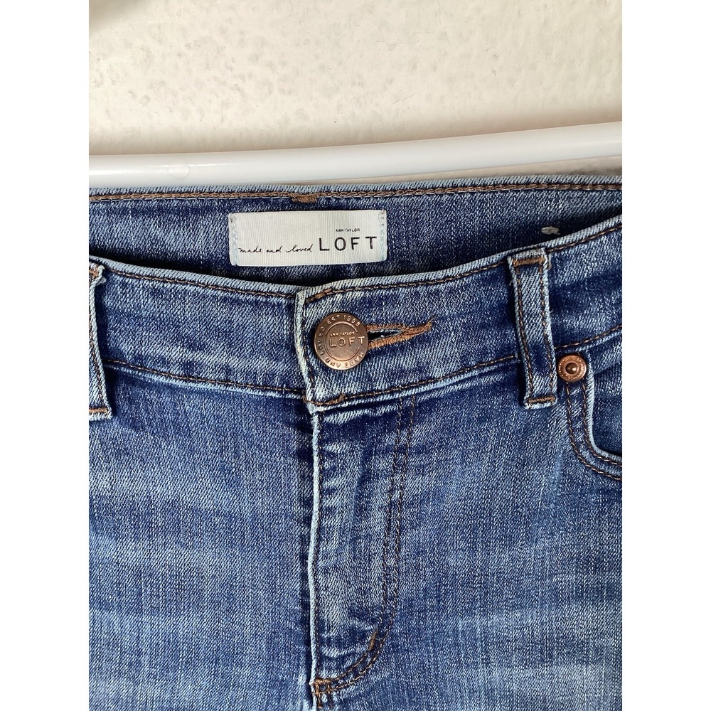 Ann Taylor Loft Womens Jeans Sz 28 Blue Denim Medium Wash Comfort Stain Good - Picture 2 of 9